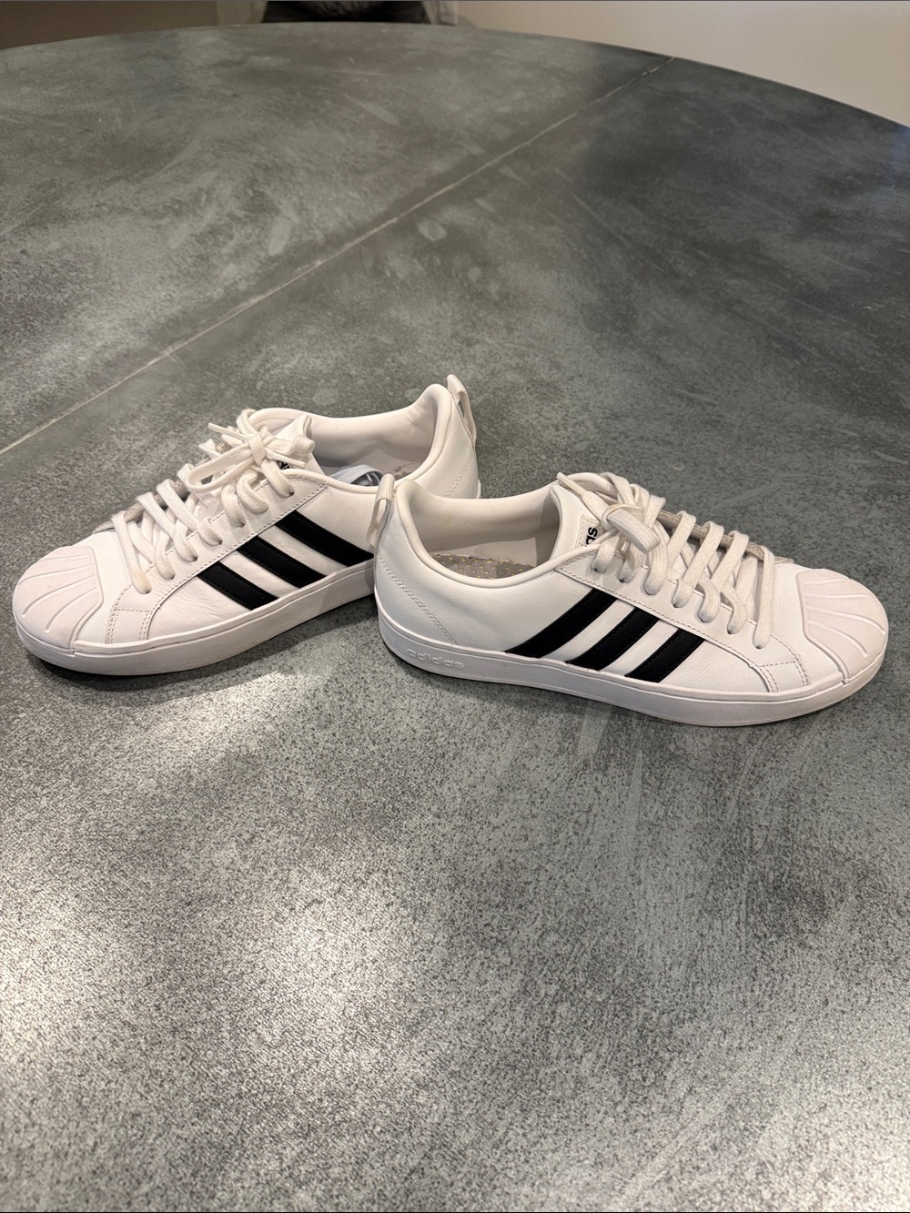 adidas White Sneakers with Black Three-Stripes